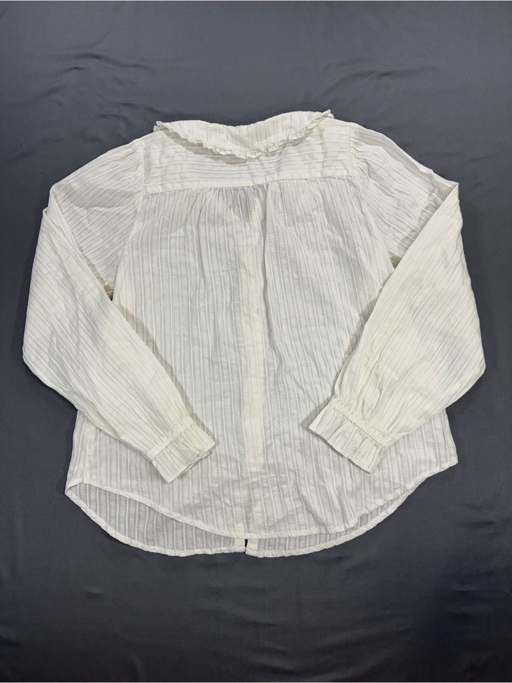 Quince White Button-Front Ruffle Collar Blouse - Picture 4 of 7